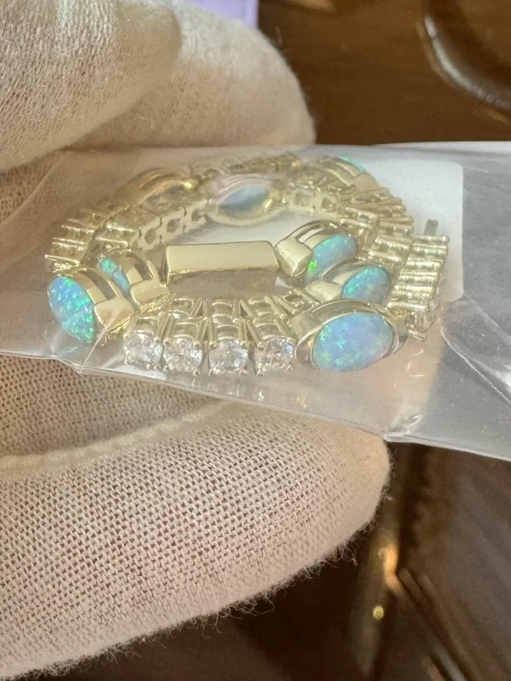 Melinda Maria Gold Bracelet with Blue Opal and Diamondette Stones